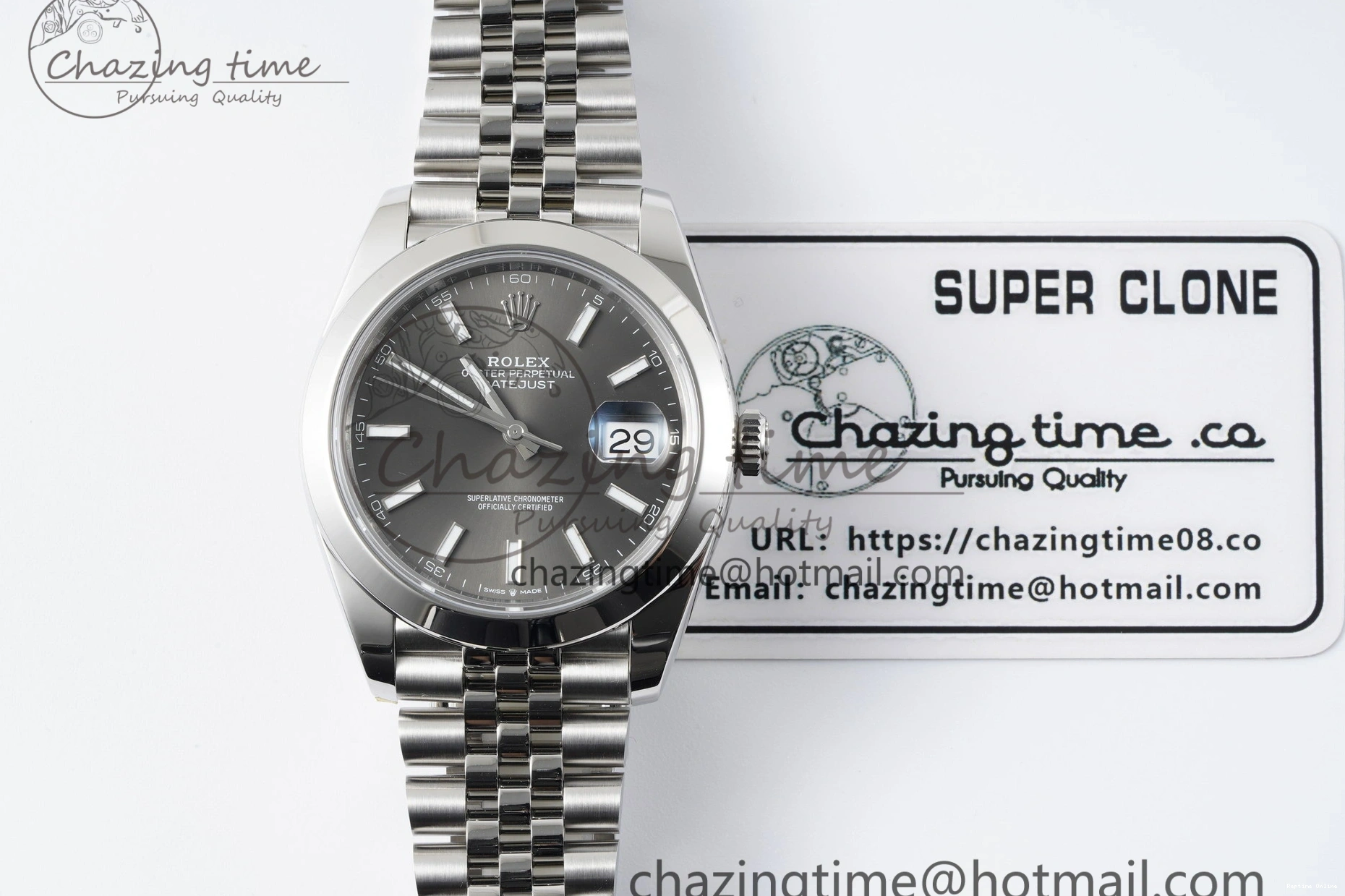 0419 OdorResistant DateJust 41 SS Polished Bezel KING 1:1 Best Edition 904L Steel Gray Stick Dial on Jubilee Bracelet VR 2207